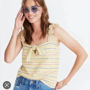 Madewell Yellow Striped Ruffle Top